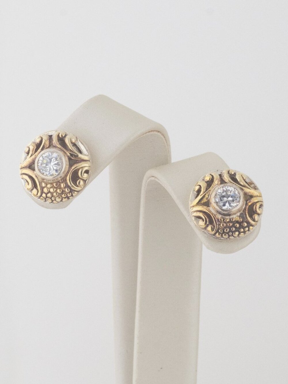 Sterling Silver and 22K Gold Vermeil Button Stud Earring